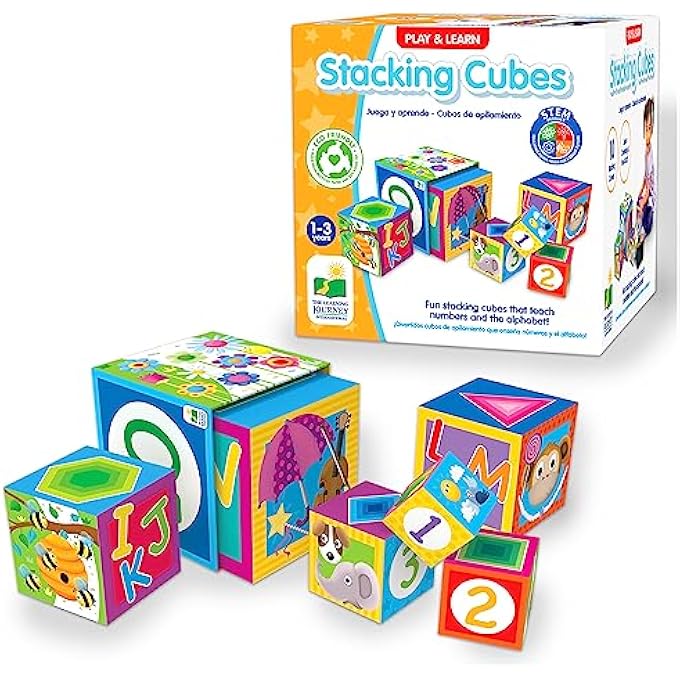 العب وتعلم - مكعبات التكديس ألعاب STEM للأطفال هدايا للأولاد والبنات من عمر 12 شهرًا وما فوق لعبة تطوير الذكاء متعددة (100257) - Image 1