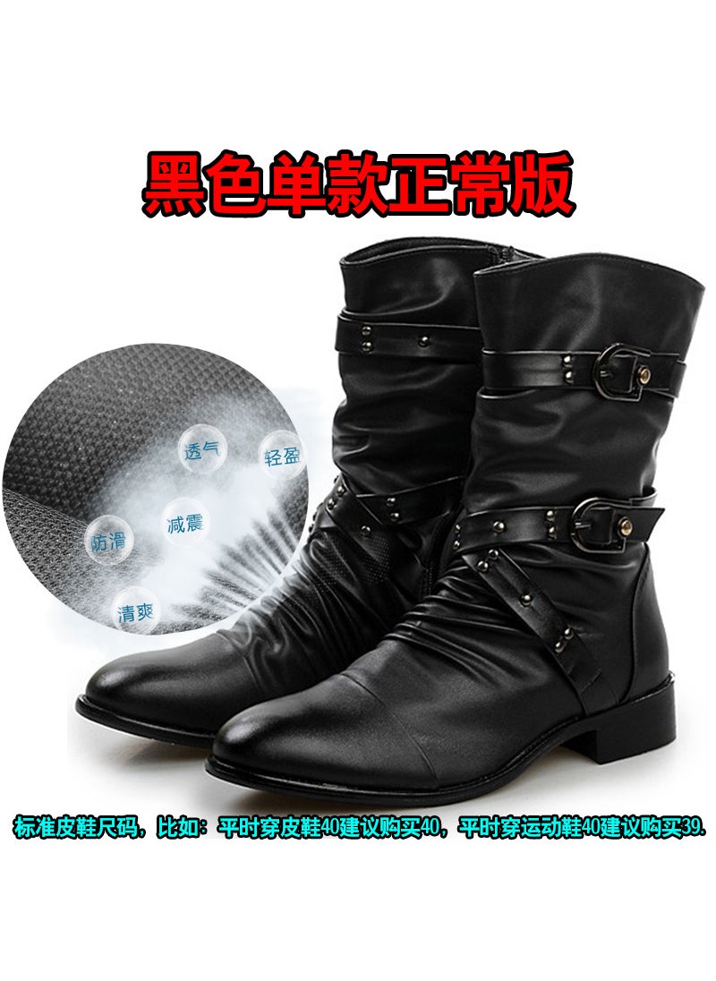 Generic Punk Style Mens Trendy Korean Boots with Rivets Black single normal version 