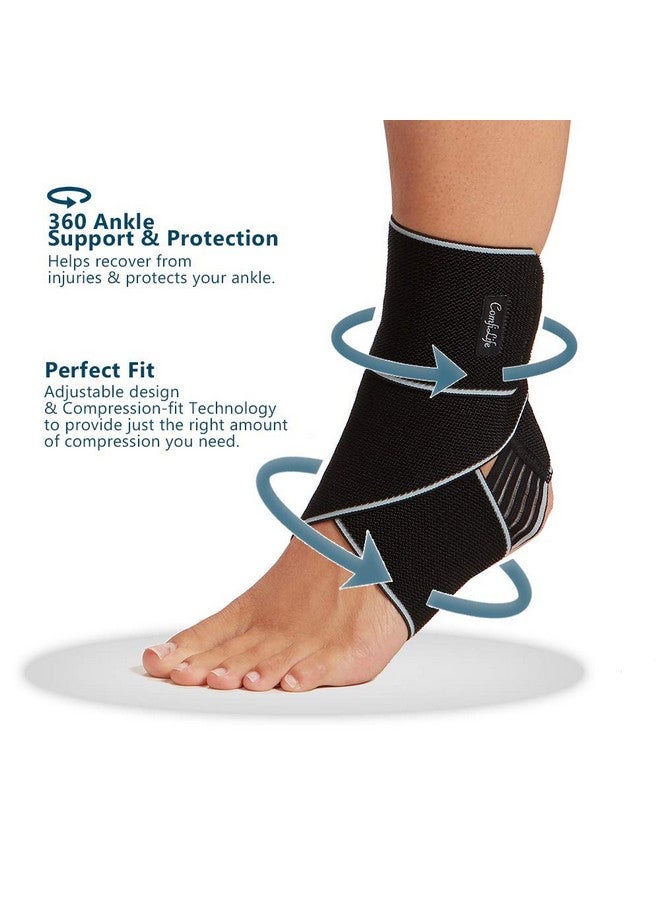 ComfiLife ComfiLife Ankle Brace for Men & Women, Orthopedic Brace - Adjustable Compression Wrap, Ankle Sleeve for Plantar Fasciitis, Tendinitis, Sprain, Swelling, Minor Sprains, Sports, Breathable, One Size  - Image 4