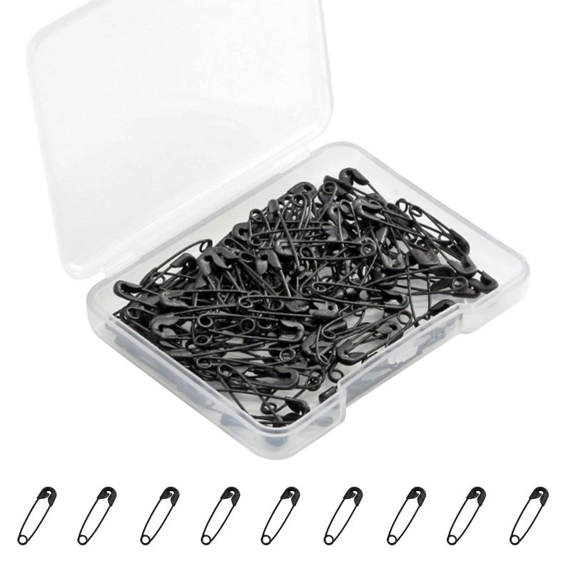 keepsweat Black Safety Pins,Small Safety Pins for Clothes,19mm/0.75 Inch Metal Mini Saftey Pin Bulk for Art Crafting Sewing Jewelry Making (120Pcs/Box) - Image 1