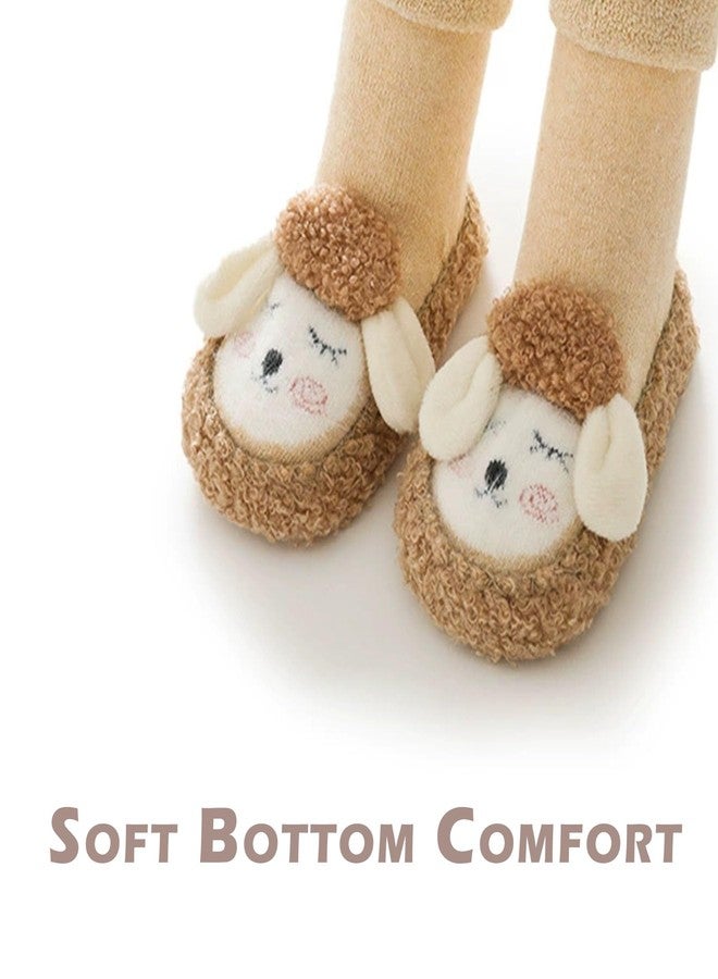 TJCONETJC Baby Sock Shoes Baby Non-Slip Warm Walking Shoes Infant Non-Skid Slippers with Grips Boys Girls Cartoon Sneakers 2 Pairs (Style4, Infant, 12 Months, Age Range, US Footwear Size System, 18 Months, Medium) - Image 4