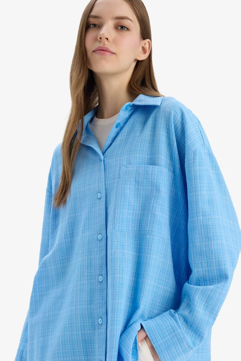 ديفاكتو Oversize Fit Shirt Collar Long Sleeve Shirt