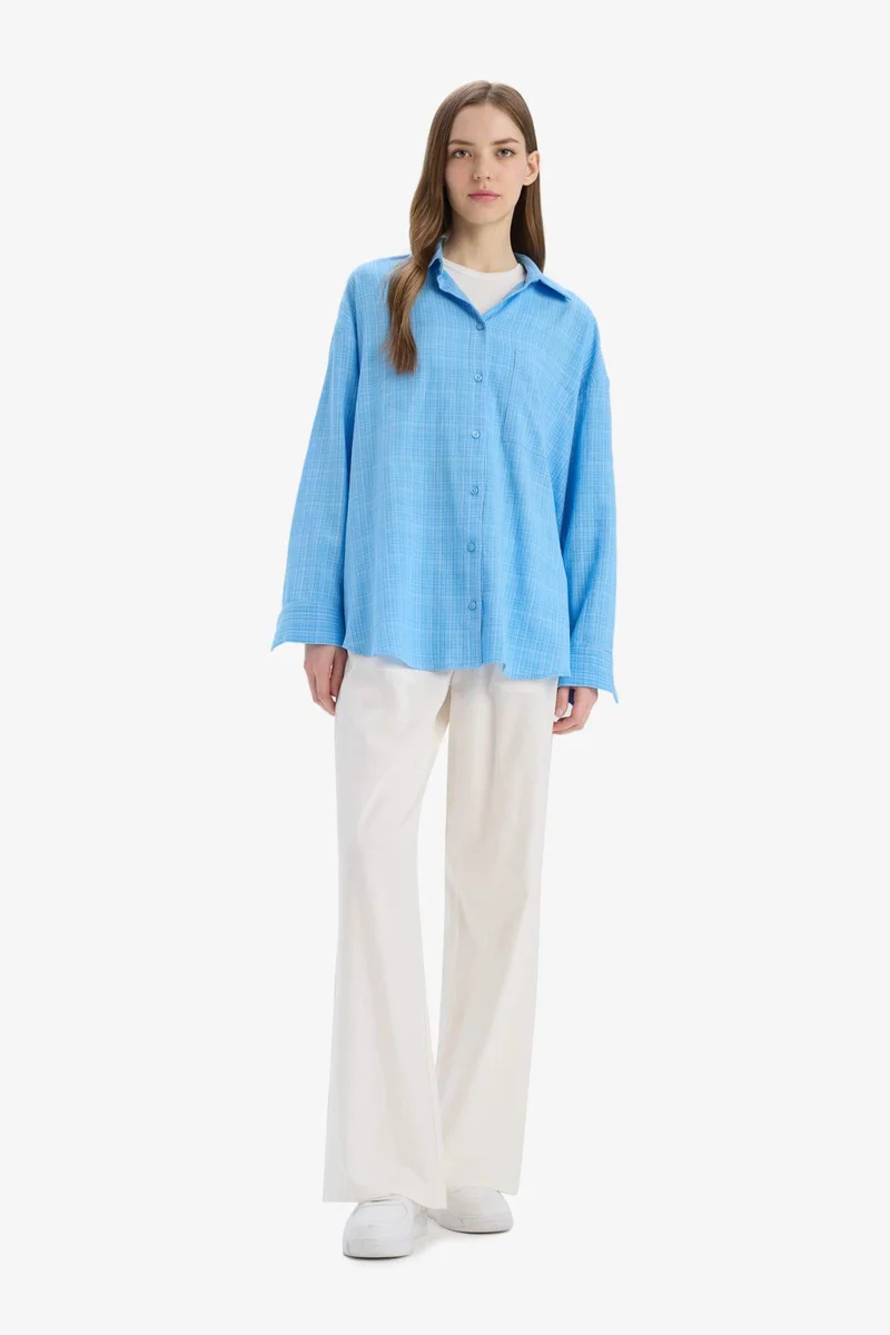 ديفاكتو Oversize Fit Shirt Collar Long Sleeve Shirt