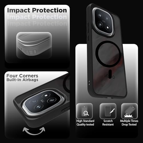 RIGGEAR Shockproof Sleek Hybrid Armor Magnetic Back Cover Case Compatible with MagSafe Accessories for iQOO 15 5G (Smoke Black Matte PC + Black TPU Bumper) - Image 3