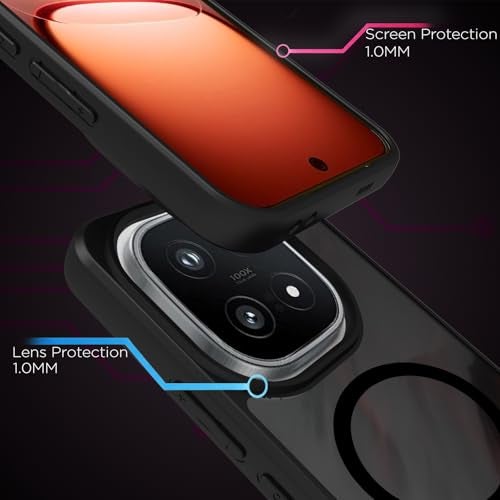 RIGGEAR Shockproof Sleek Hybrid Armor Magnetic Back Cover Case Compatible with MagSafe Accessories for iQOO 15 5G (Smoke Black Matte PC + Black TPU Bumper) - Image 4