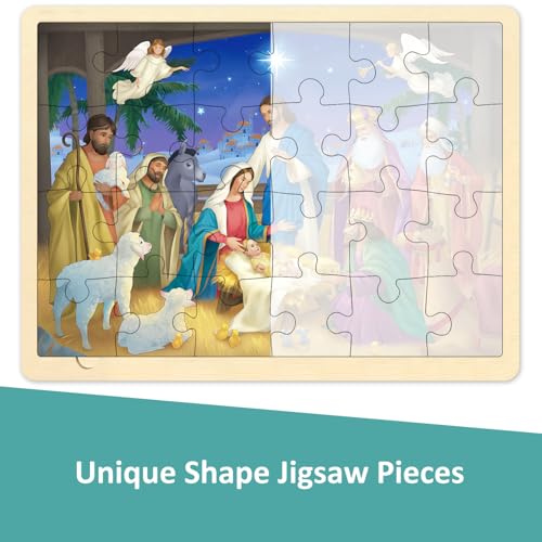 MoinKidz Nativity Scene Puzzle 24 Piece Puzzle for 3 Year Old Christmas Wooden Jigsaw Puzzles for Kids Ages 35 - Image 5