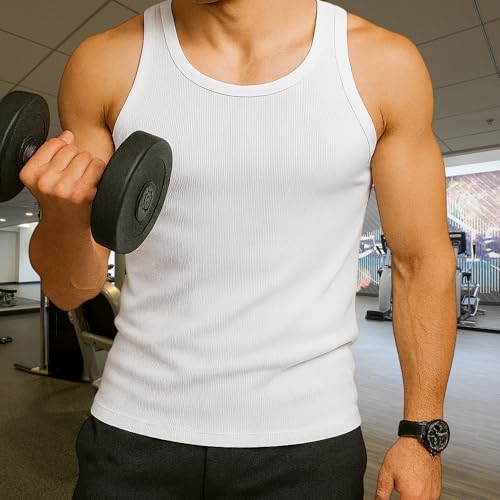 Diamond Star Men's Undershirts (Pack of 6) - Soft Cotton Blend, Tag Less A-Shirt Crew Neck - Comfortable Fit (US, Alpha, XX-Large, Regular, Regular, 6 Pack White) - Image 2
