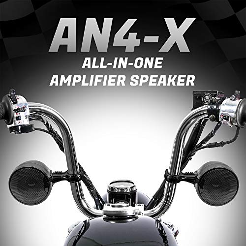 GoHawk Bluetooth Motorcycle Speakers | 4.5" Waterproof Motorcycle Stereo System | Built-in Amplifier Audio Music Player w/USB AUX, Great for Harley Touring ATV Scooter 4-Wheeler, AN4-X Black - Image 2