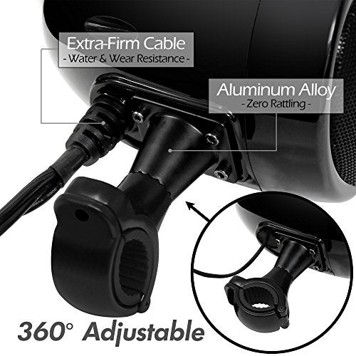 GoHawk Bluetooth Motorcycle Speakers | 4.5" Waterproof Motorcycle Stereo System | Built-in Amplifier Audio Music Player w/USB AUX, Great for Harley Touring ATV Scooter 4-Wheeler, AN4-X Black - Image 4