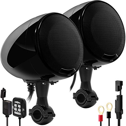GoHawk Bluetooth Motorcycle Speakers | 4.5" Waterproof Motorcycle Stereo System | Built-in Amplifier Audio Music Player w/USB AUX, Great for Harley Touring ATV Scooter 4-Wheeler, AN4-X Black - Image 1