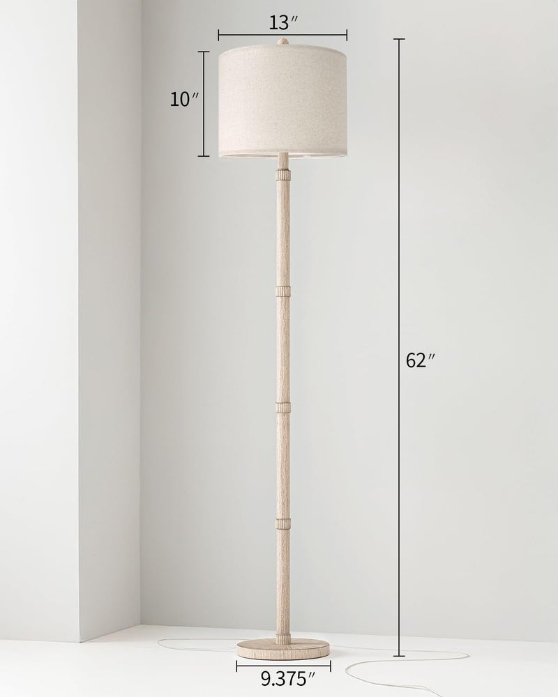 BOBOMOMO Retro Farmhouse Floor Lamp Rotary Switch, 62" Resin Vintage Floor Lamp, Rustic Tall Floor Lamps for Living Room, Corner, Bedroom, Office(Without Bulb) - Image 3