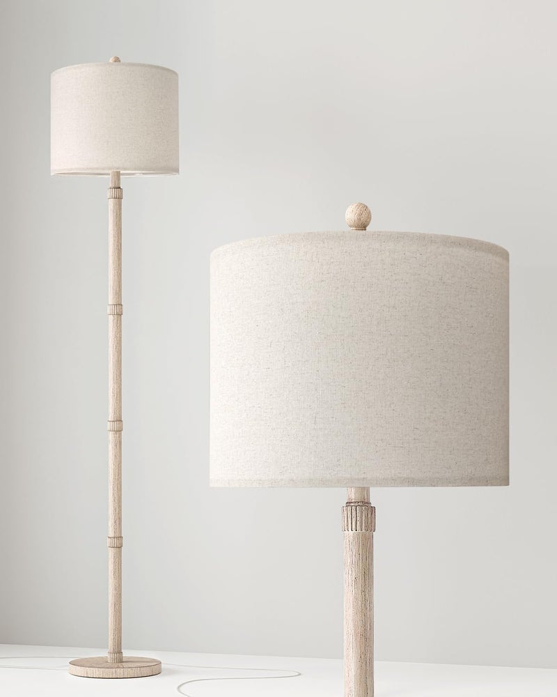 BOBOMOMO Retro Farmhouse Floor Lamp Rotary Switch, 62" Resin Vintage Floor Lamp, Rustic Tall Floor Lamps for Living Room, Corner, Bedroom, Office(Without Bulb) - Image 2