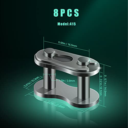 AIEX 8pcs #415 Chain Master Links, Steel Alloy Heavy Duty Roller Chain Connector Links for Bike Motorized Bicycle Mini Bike Karting Pit ATV Scooter - Image 2