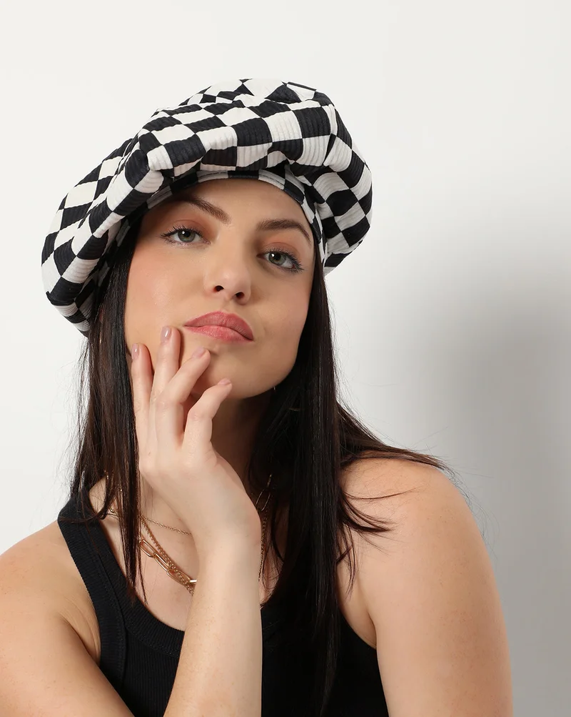 Haute Sauce Black & White Checked Hat Cap