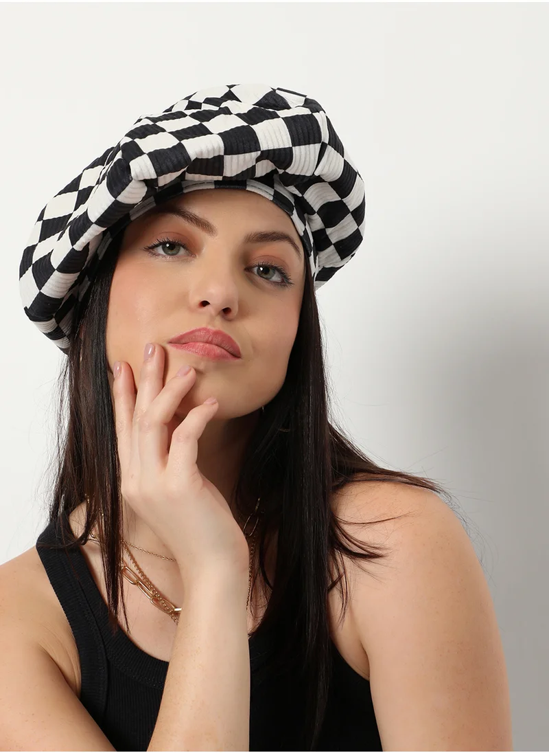 Haute Sauce Black & White Checked Hat Cap