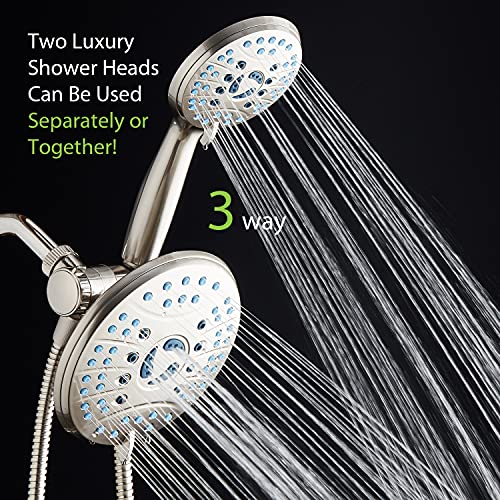 Hotel Spa AquaCare As-Seen-On-TV High Pressure 50-mode Rain & Handheld 3-way Shower Head Combo - Anti-clog Nozzles/Tub, Tile & Pet Power Wash/Extra Long 6 ft. Stainless Steel Hose/Nickel Finish - Image 2