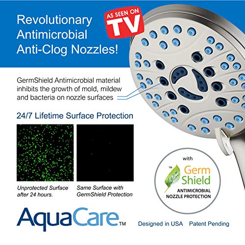 Hotel Spa AquaCare As-Seen-On-TV High Pressure 50-mode Rain & Handheld 3-way Shower Head Combo - Anti-clog Nozzles/Tub, Tile & Pet Power Wash/Extra Long 6 ft. Stainless Steel Hose/Nickel Finish - Image 5