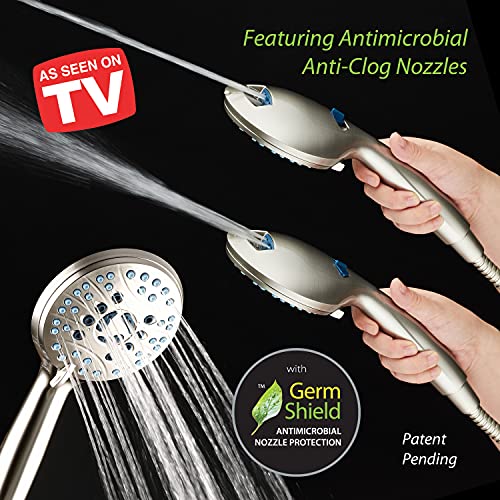 Hotel Spa AquaCare As-Seen-On-TV High Pressure 50-mode Rain & Handheld 3-way Shower Head Combo - Anti-clog Nozzles/Tub, Tile & Pet Power Wash/Extra Long 6 ft. Stainless Steel Hose/Nickel Finish - Image 3
