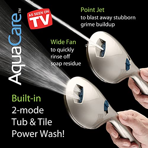 Hotel Spa AquaCare As-Seen-On-TV High Pressure 50-mode Rain & Handheld 3-way Shower Head Combo - Anti-clog Nozzles/Tub, Tile & Pet Power Wash/Extra Long 6 ft. Stainless Steel Hose/Nickel Finish - Image 4