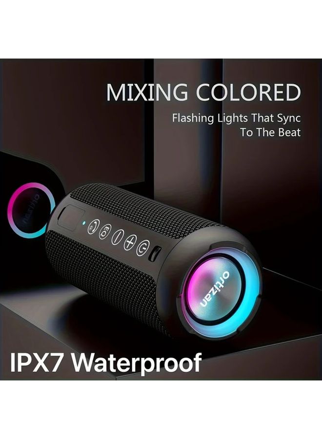 Bluetooth Wireless Speaker 24W Deep Bass IPX7 Waterproof RGB Lights Dual Pairing 30 Hours Playtime For Home Outdoor Parties Blue - Image 3