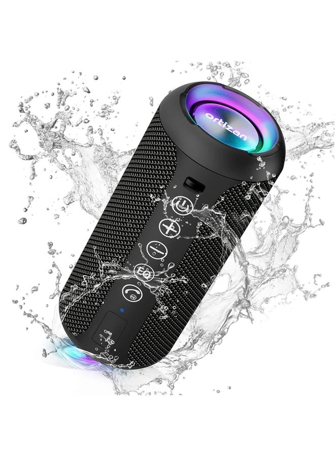 Bluetooth Wireless Speaker 24W Deep Bass IPX7 Waterproof RGB Lights Dual Pairing 30 Hours Playtime For Home Outdoor Parties Blue - Image 1
