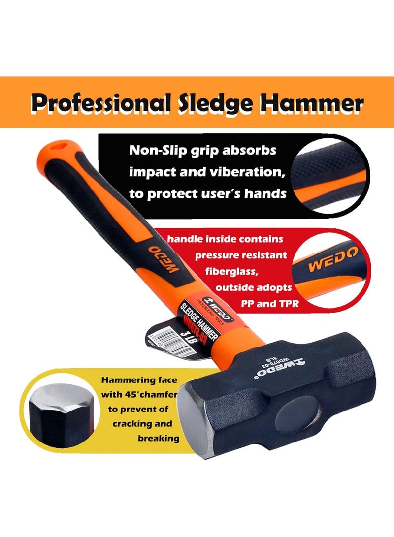 GGOOT Sledge Hammer with Fibreglass Handle 5400 g, Sledge Hammer, Hardware Tool, Mortising Hammer, Large Hammer, Carbon Steel, Non-Slip Handle, Durable, Length 894 mm - Image 4