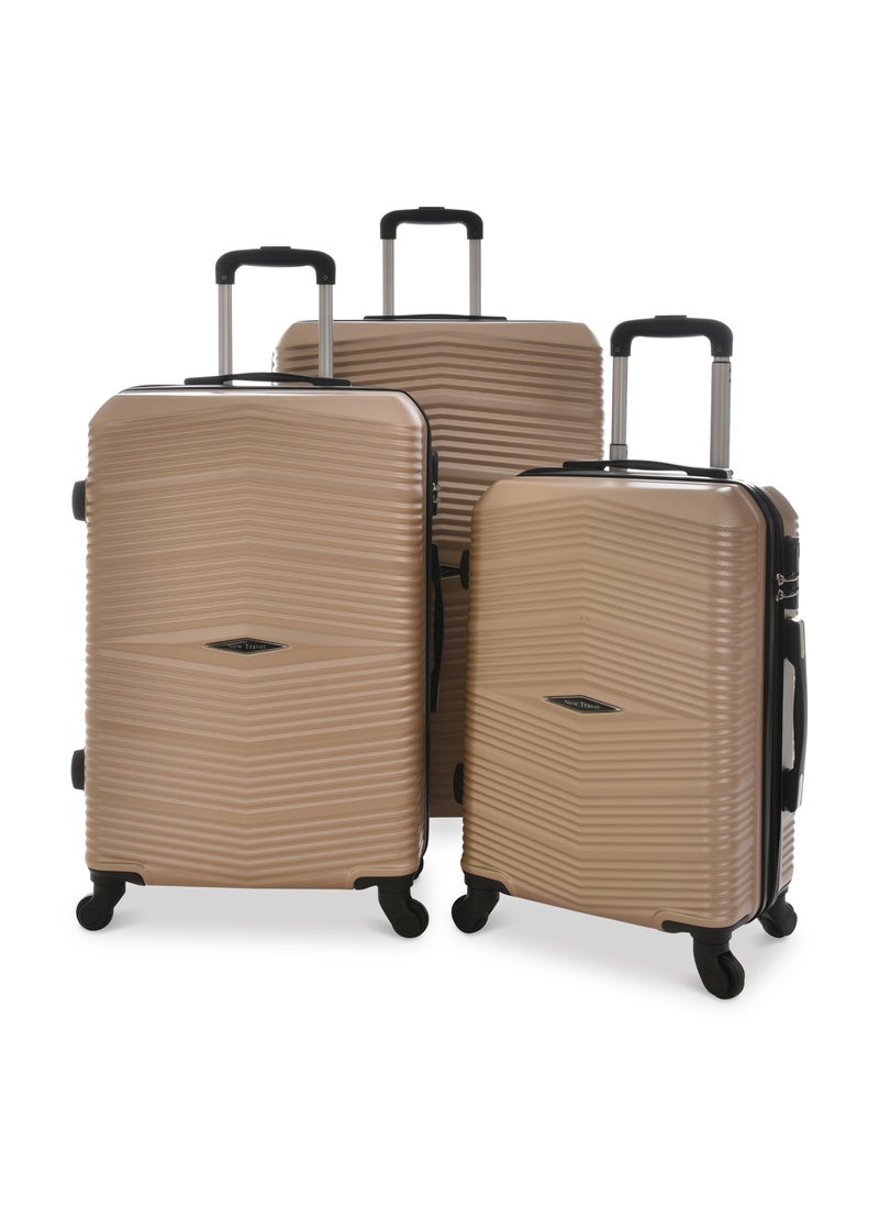 NEW TRAVEL New Travel ABS Luggage Set, including Carry On Cabin Sizes, 20/24/28 Inches, 871/3P (Beige Golden)  - Image 1