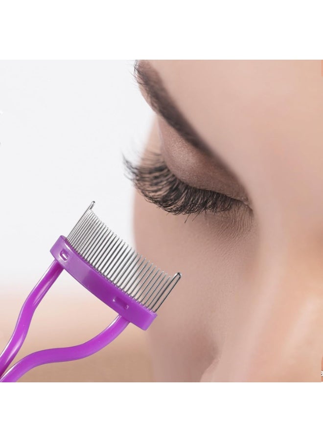 MSQ Eyelash Comb Eyebrow Brush MSQ Eyelash Separator Mascara Applicator Eyelash Definer With Comb Cover Arc Designed Cosmetic Brushes Tool (Purple)  - Image 4