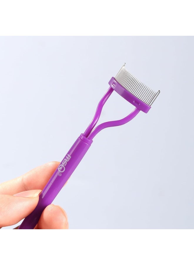 MSQ Eyelash Comb Eyebrow Brush MSQ Eyelash Separator Mascara Applicator Eyelash Definer With Comb Cover Arc Designed Cosmetic Brushes Tool (Purple)  - Image 3