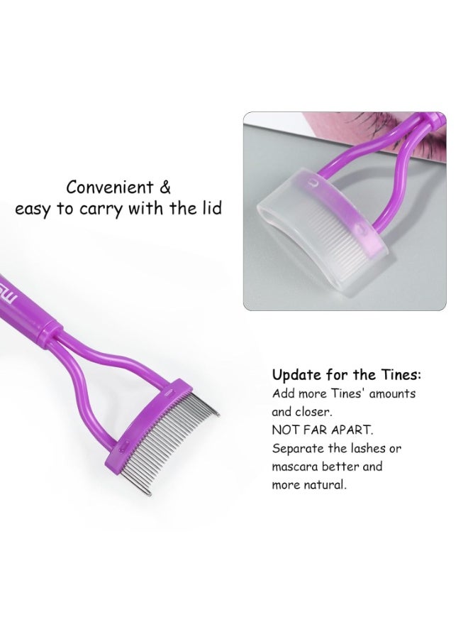 MSQ Eyelash Comb Eyebrow Brush MSQ Eyelash Separator Mascara Applicator Eyelash Definer With Comb Cover Arc Designed Cosmetic Brushes Tool (Purple)  - Image 5