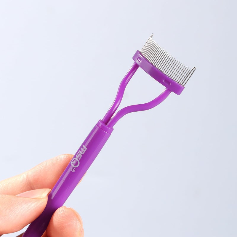 MSQ Eyelash Comb Eyebrow Brush MSQ Eyelash Separator Mascara Applicator Eyelash Definer With Comb Cover Arc Designed Cosmetic Brushes Tool (Purple) - Image 4