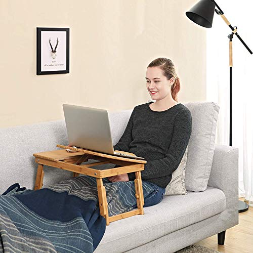 Snazzy Bamboo Wood Extra Large Multi Tasking Height Adjustable Foldable Portable Laptop Table, Activity Table/Study Table/Writing Study On Bed Table for Home (55 * 35 * 22-30) - Image 4