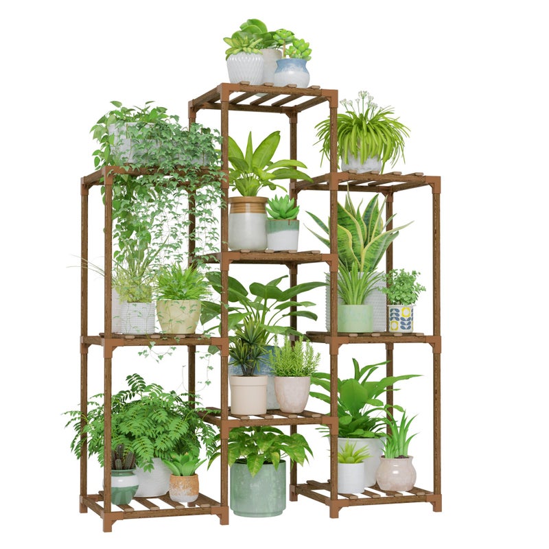 Bamworld Plant Stand Indoor Plants Shelf Outdoor Wood Plant Rack for 4 Tiers Large Flower Stand for Multiple Plants Ladder Plant Holder for Living Room Boho Home and Gardening - Image 1