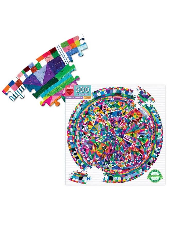 eeboo Piece And Love Triangle Pattern 500 Piece Round Circle Jigsaw Puzzle Jigsaw Puzzle For Adults And Families Includes Glossy And Sturdy Pieces  - Image 4