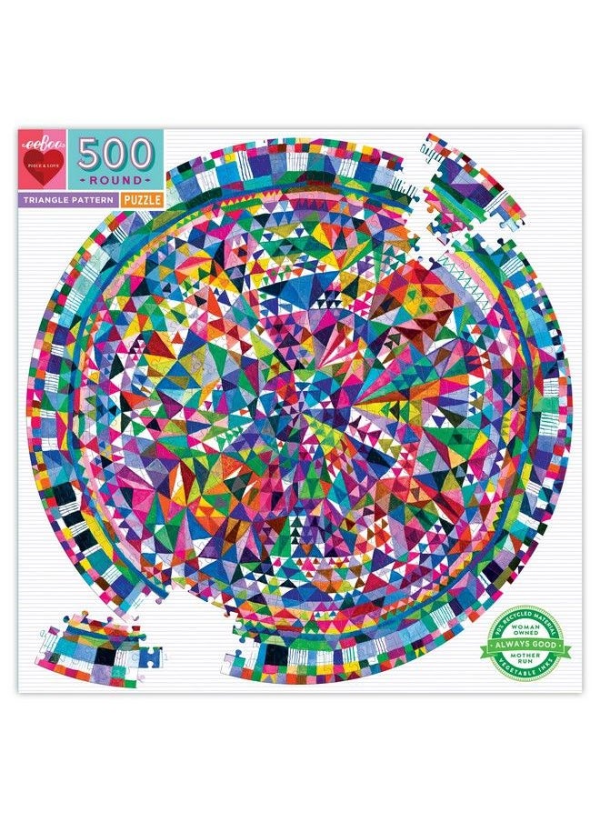 eeboo Piece And Love Triangle Pattern 500 Piece Round Circle Jigsaw Puzzle Jigsaw Puzzle For Adults And Families Includes Glossy And Sturdy Pieces  - Image 2
