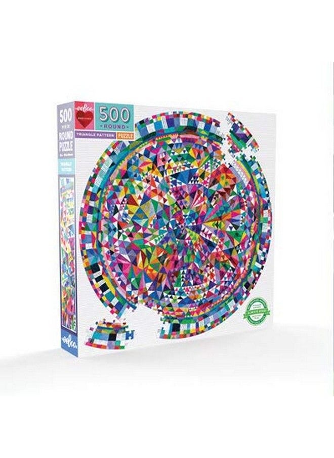 eeboo Piece And Love Triangle Pattern 500 Piece Round Circle Jigsaw Puzzle Jigsaw Puzzle For Adults And Families Includes Glossy And Sturdy Pieces  - Image 3