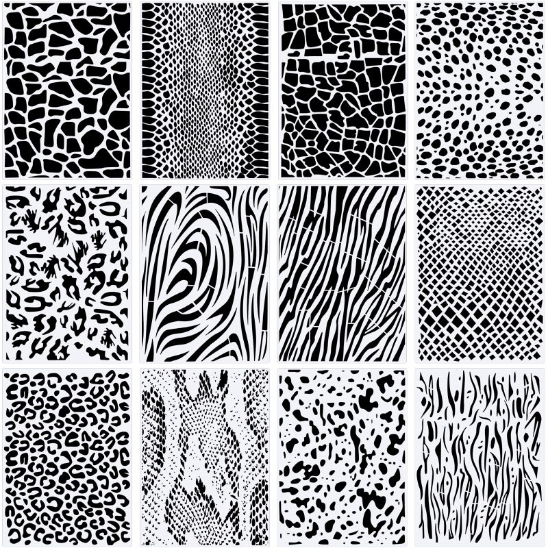 Zonon Zonon 12 Pieces Leopard Stencils Animal Cheetah Stencils Reusable Snakeskin Painting Template for Bleaching Shirts Baking DIY Crafts Wall83 x 117 Inch