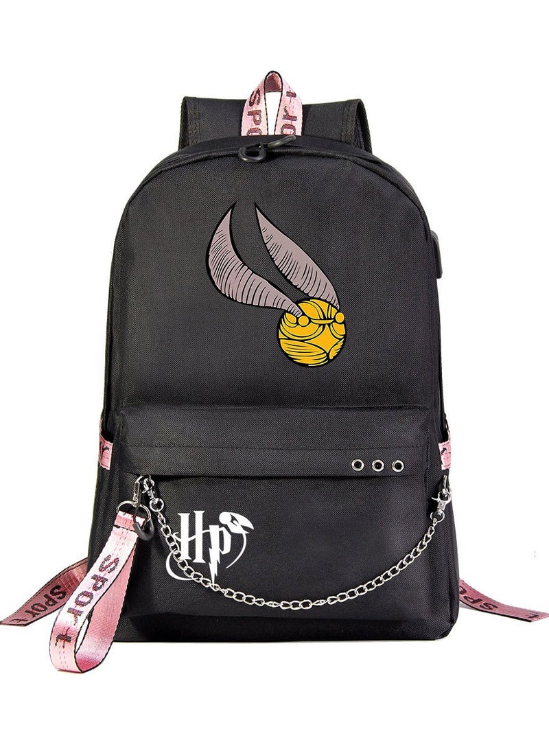 Harry Potter Cartoon Print Student Youth Large Capacity Backpack For Men And Women