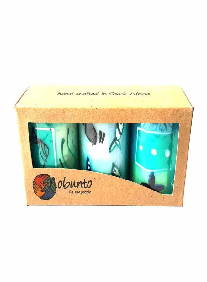Global Crafts Set of Three Boxed Hand-Painted Candles - Samaki Design - Nobunto Candles - Image 2