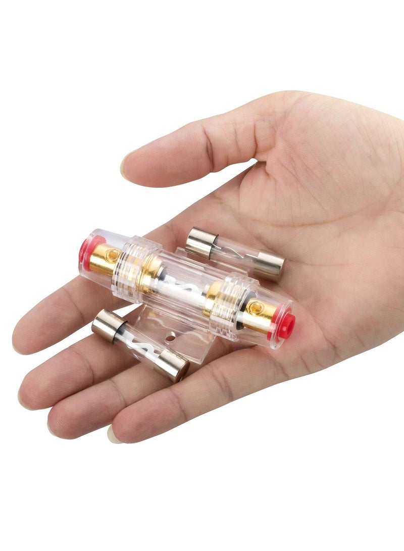 KASTWAVE حامل فيوز AGU 4-8 مقياس AWG حامل فيوز AGU في خطي مع قطعتين من فيوز نوع AGU 60A لمكبر صوت إنذار السيارة وضواغط صوت الشاحنة - Image 2