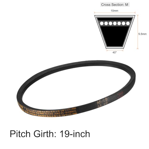 uxcell M19 Drive VBelt Industrial Power Rubber Transmission Belt 19 inch Pitch Girth 10mm Width 55mm Height JIS Standard - Image 3