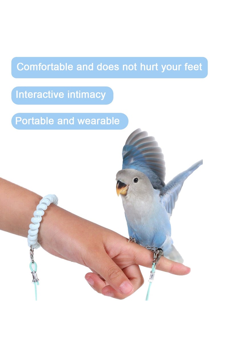 Unewshi Bird Training Leash, Adjustable Parrot Flying Strap Rope Universal Flying Traction Lead Durable Outing Gadget Outdoor Training Toy for Birds, Parrot, Cockatiel, Parakeet, Lory, 3m elastic flying rope No. 6 foot ring - Image 3