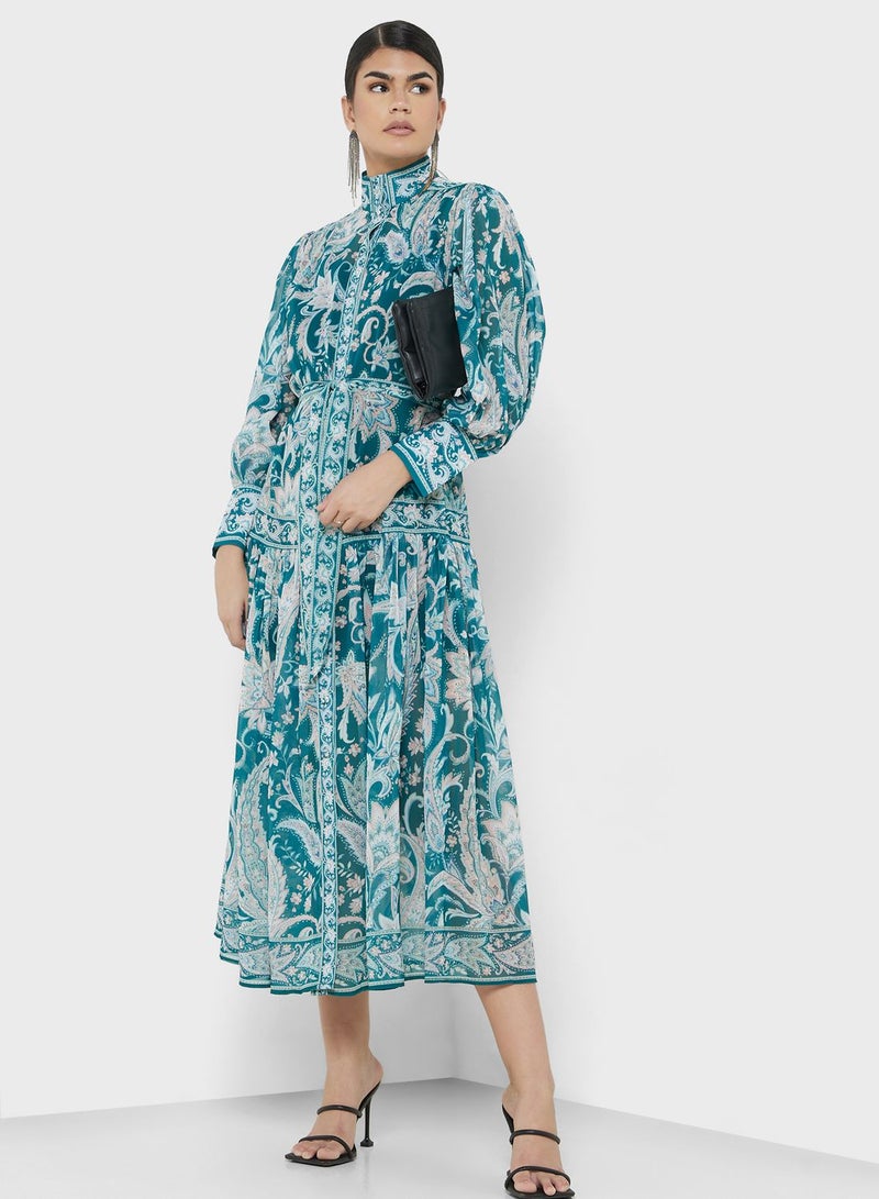 ELLA Paisley Print Midi Dress - Image 1