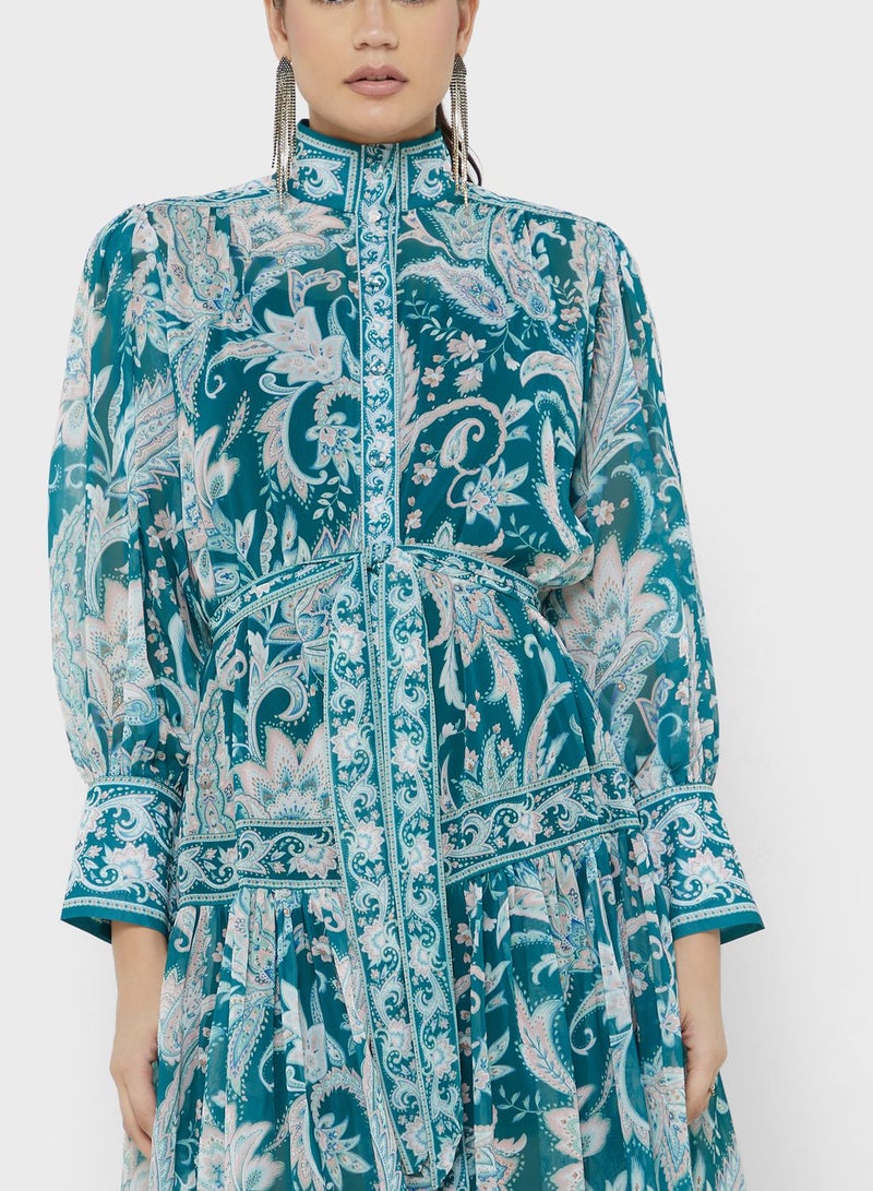 ELLA Paisley Print Midi Dress - Image 3