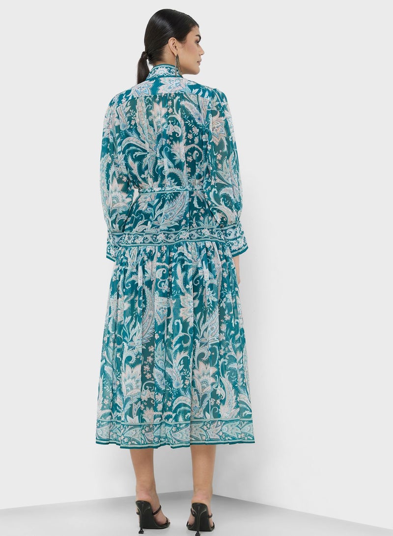 ELLA Paisley Print Midi Dress - Image 2