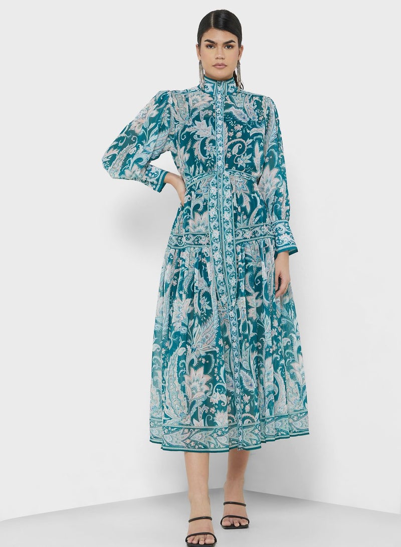 ELLA Paisley Print Midi Dress - Image 4