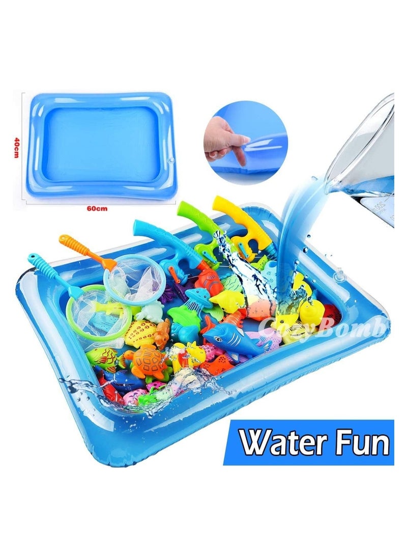 Zashe Kids Magnetic Fishing Game – 50-Piece 3D Fish Playset with Pool & Inflator  - Image 2