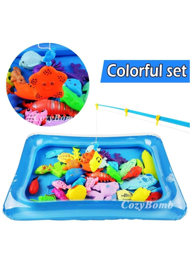 Zashe - Kids Magnetic Fishing Game – 50-Piece 3D Fish Playset with Pool & Inflator - Image 1