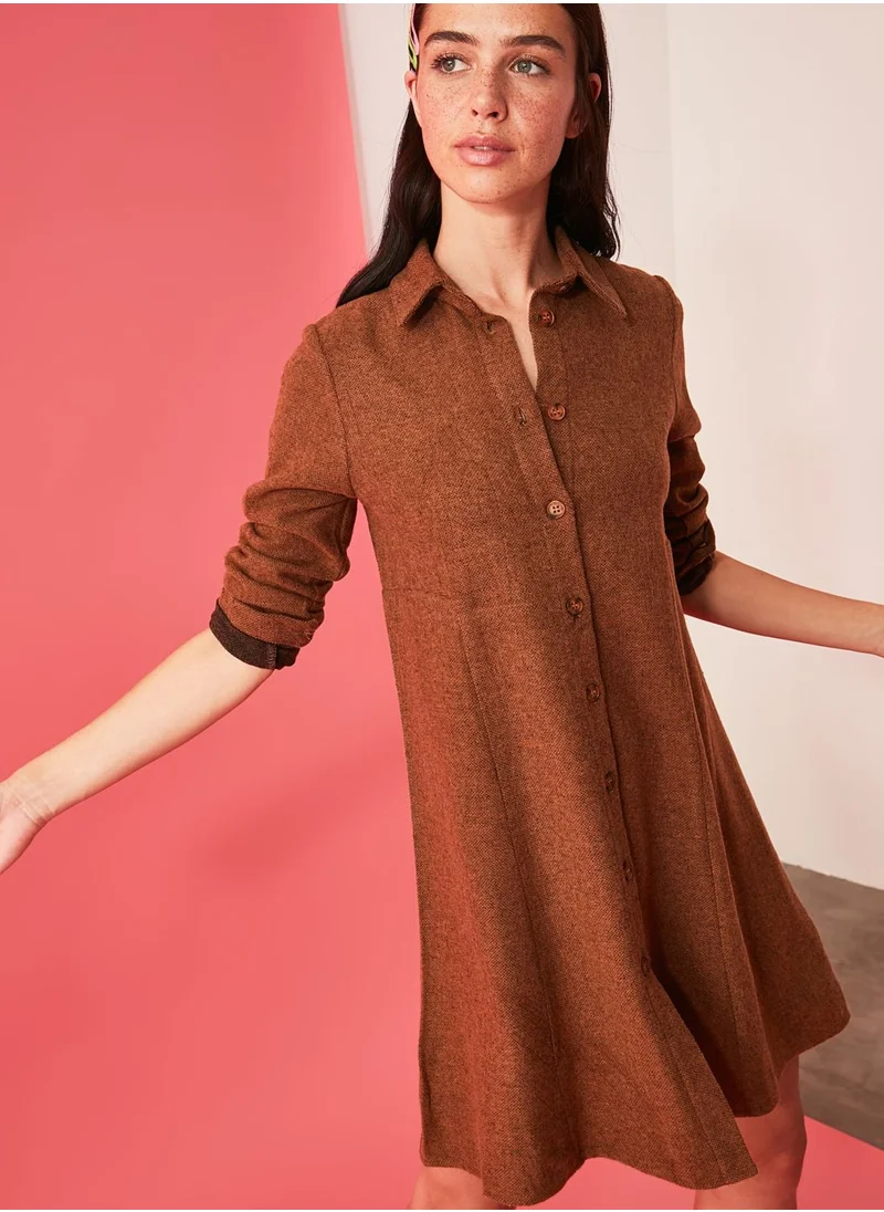 trendyol Pleated Shirt Dress