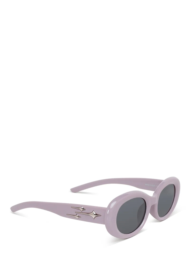 London Rag Metallic Stars Oval Sunglasses in Purple